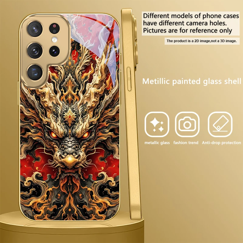 Majestic Golden Eastern Dragon Glass Phone Case