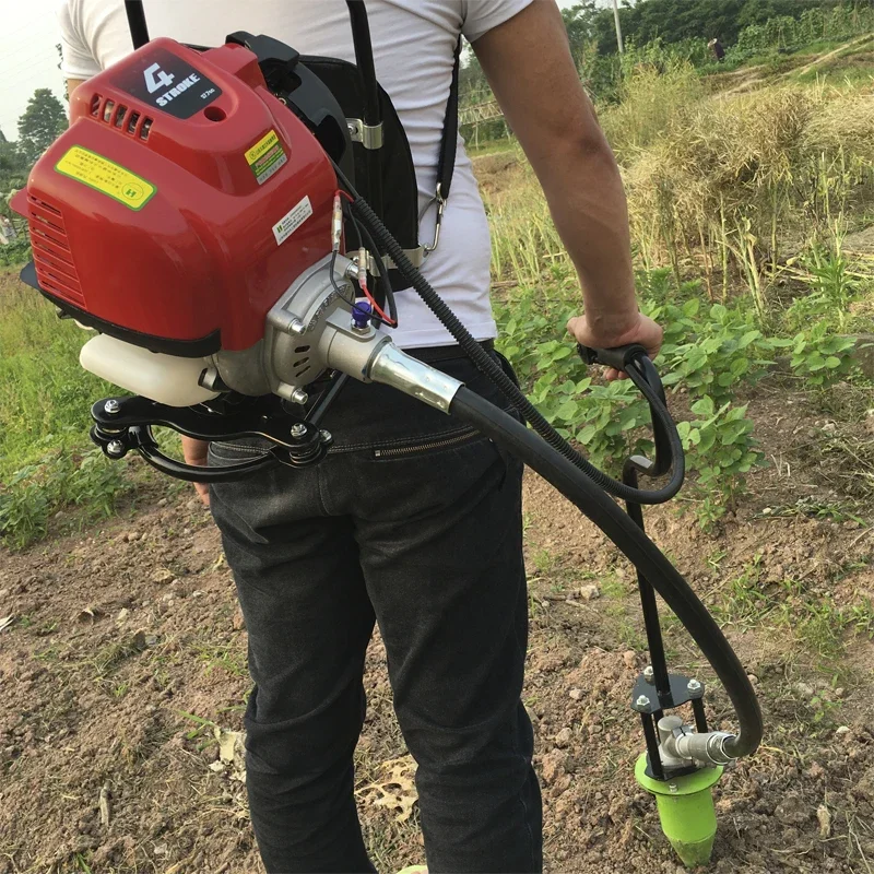Knapsack Type Tobacco Planter Punching Machine Trimmer Multi-function Brush Cutter Planting Gasoline Mower Drilling Hole Digger 2