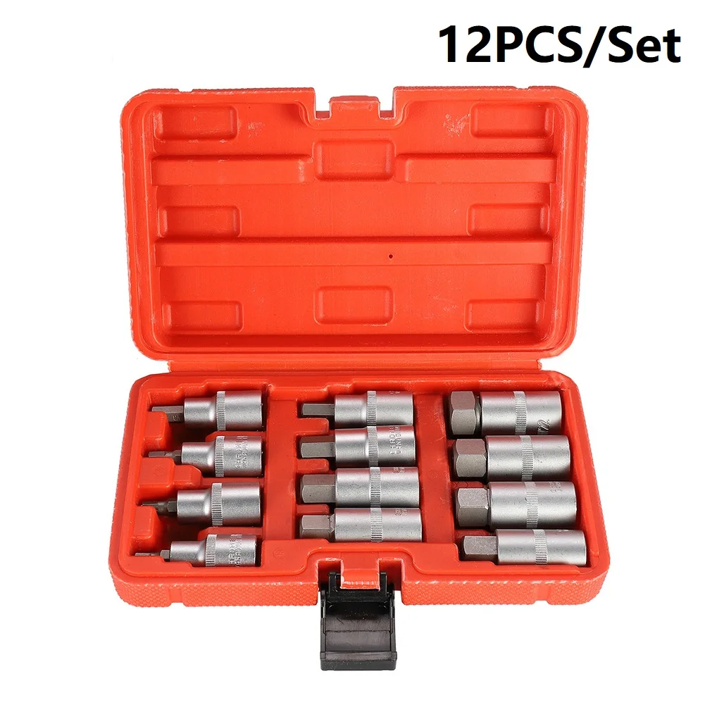 

12Pcs 1/2 Inch Drive Impact Hex Bit Socket Set H5-H22 Hexagon Wrench Sockets Set Allen Key Sockets Set Hand Tools