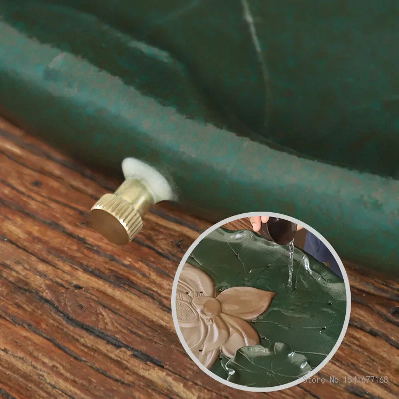 Creative Kung Fu Lotus shaped Tea Tray, Chinese Style Purple Sand, Water Storage, Indoor living room Tea Room Decoration, 1Pc