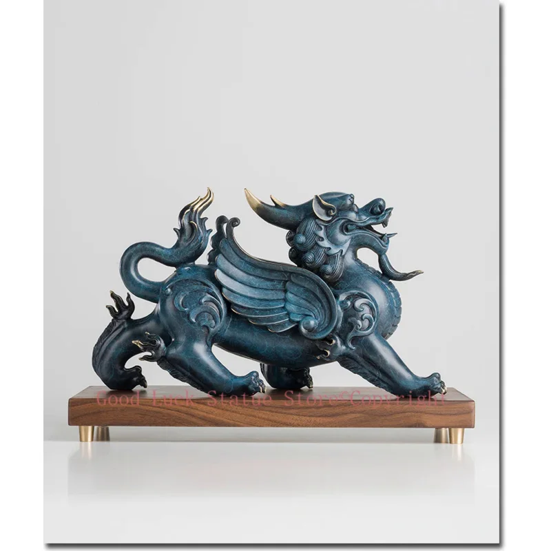 

Large Global Christmas gift thriving business Good luck MALE Dragon PI XIU color brass Sculpture home office art Ornament