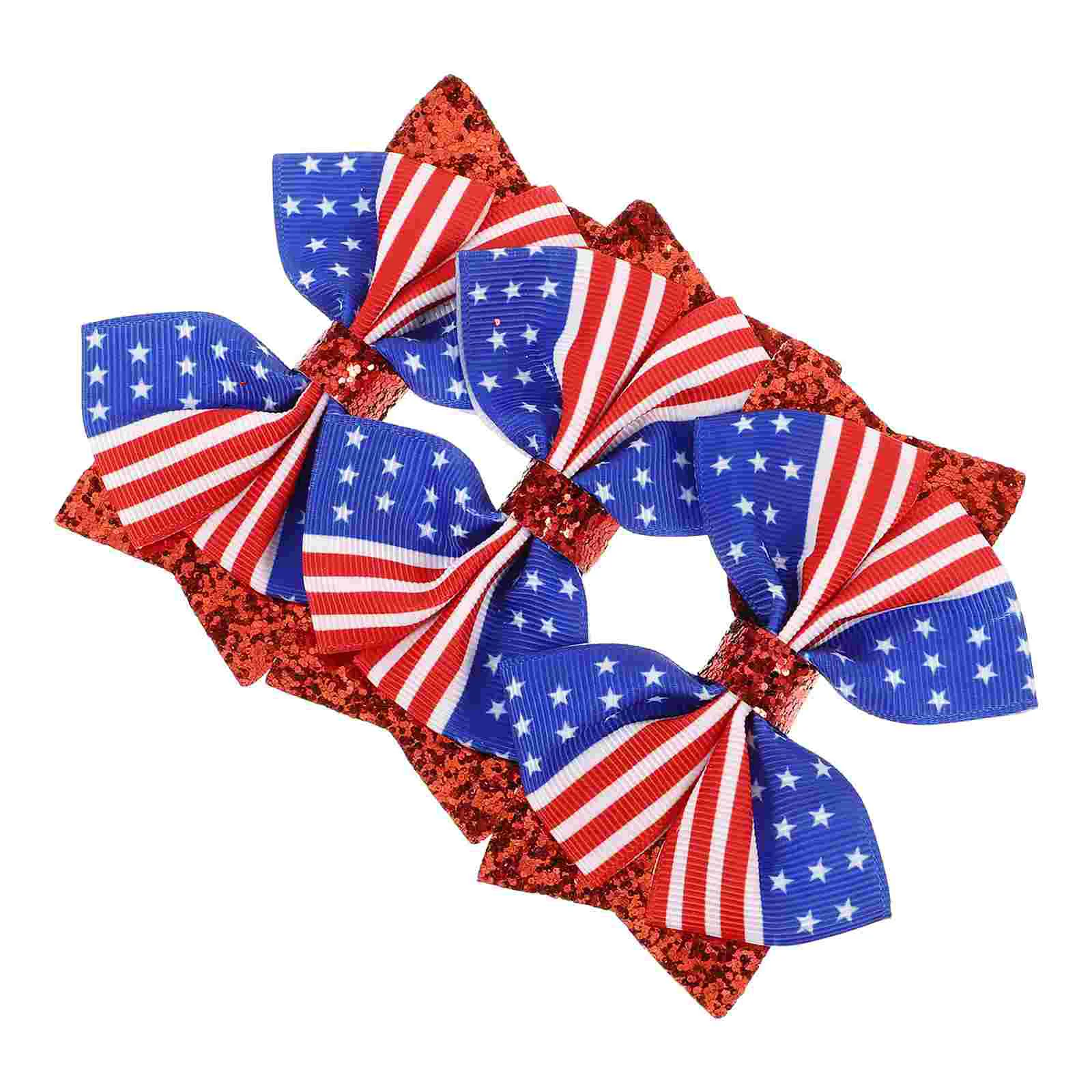 

3 Pcs American Independence Day Hair Clip Girls Clips Patriotic Accessories Kids Cloth Fourth Of July Baby