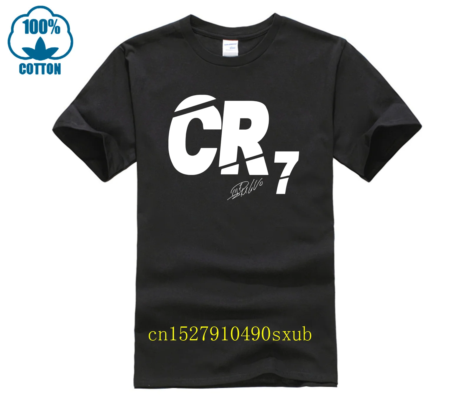Maglietta Alla Moda 100% Cotone Ronaldo Firmato Cr7 Tee Cool T-Shirt