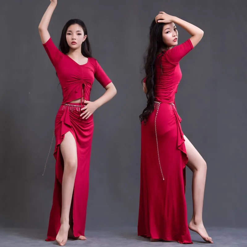 

Костюм для танца живота, юбка и топ из модала для похудения, костюм для восточных танцев