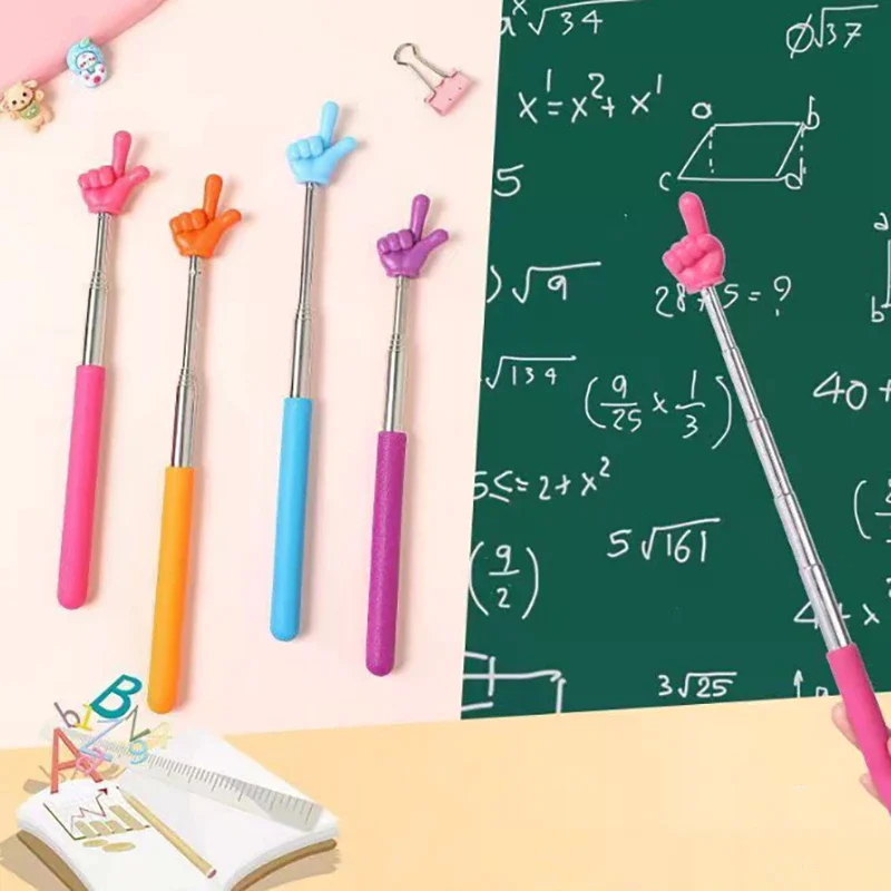 Puntatore per insegnante retrattile con design a dito Puntatore per insegnamento scolastico telescopico in acciaio inossidabile Forniture per insegnanti per l'aula - immagine 3
