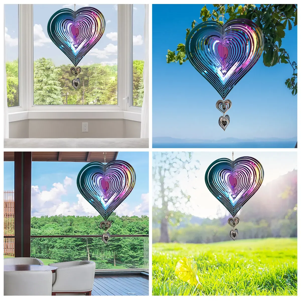 Outdoor Wind Chimes Gradient Color Wind Spinner Catcher