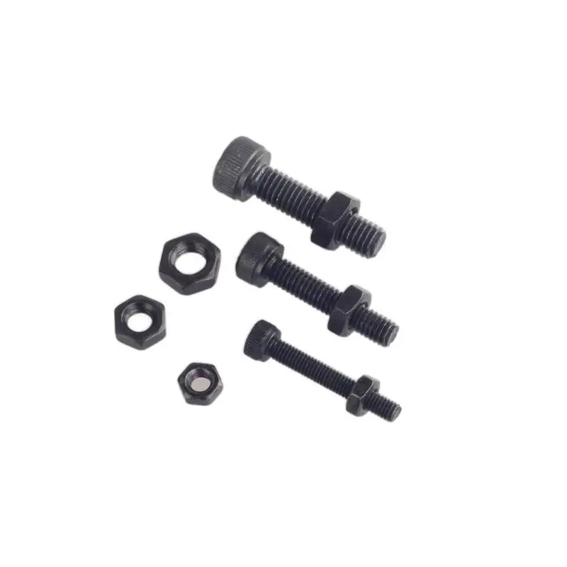 240pcs M3 검정색 고강도 육각형 육각 소켓 캡 헤드 나사 키트 너트 조합 세트가있는 12.9 등급 탄소강 알렌 나사