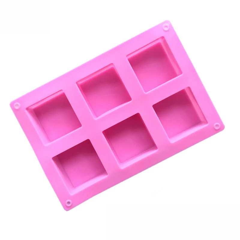 6 Holes Square Silicone Soap Mold Soap Crafts Moulds Fondant Cake Baking Cooking Tools Bath Room Supplies