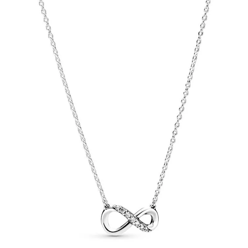 

Original Moments Infinity Collier With Crystal Necklace For Women 925 Sterling Silver Bead Charm Necklace Fashion Jewelry