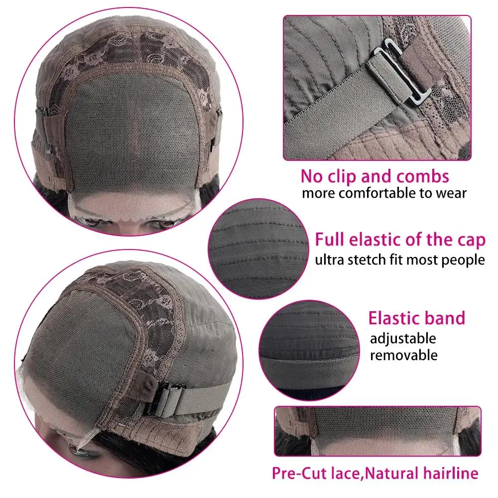 Abijale Glueless Wig Human Hair Ready to Wear 4x4 Transparent Hd Lace Frontal Wigs Body Wave 5x5 Closure Wigs