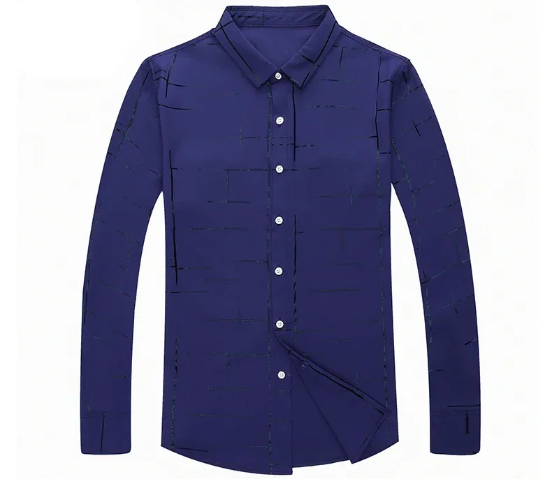 Description Picture 4 of item2022 Brand Casual Plaid Luxury Plus Size Long Sleeve Slim Fit Men Shirt Spring Social Dress Shirts Mens Fashions Jersey 41607