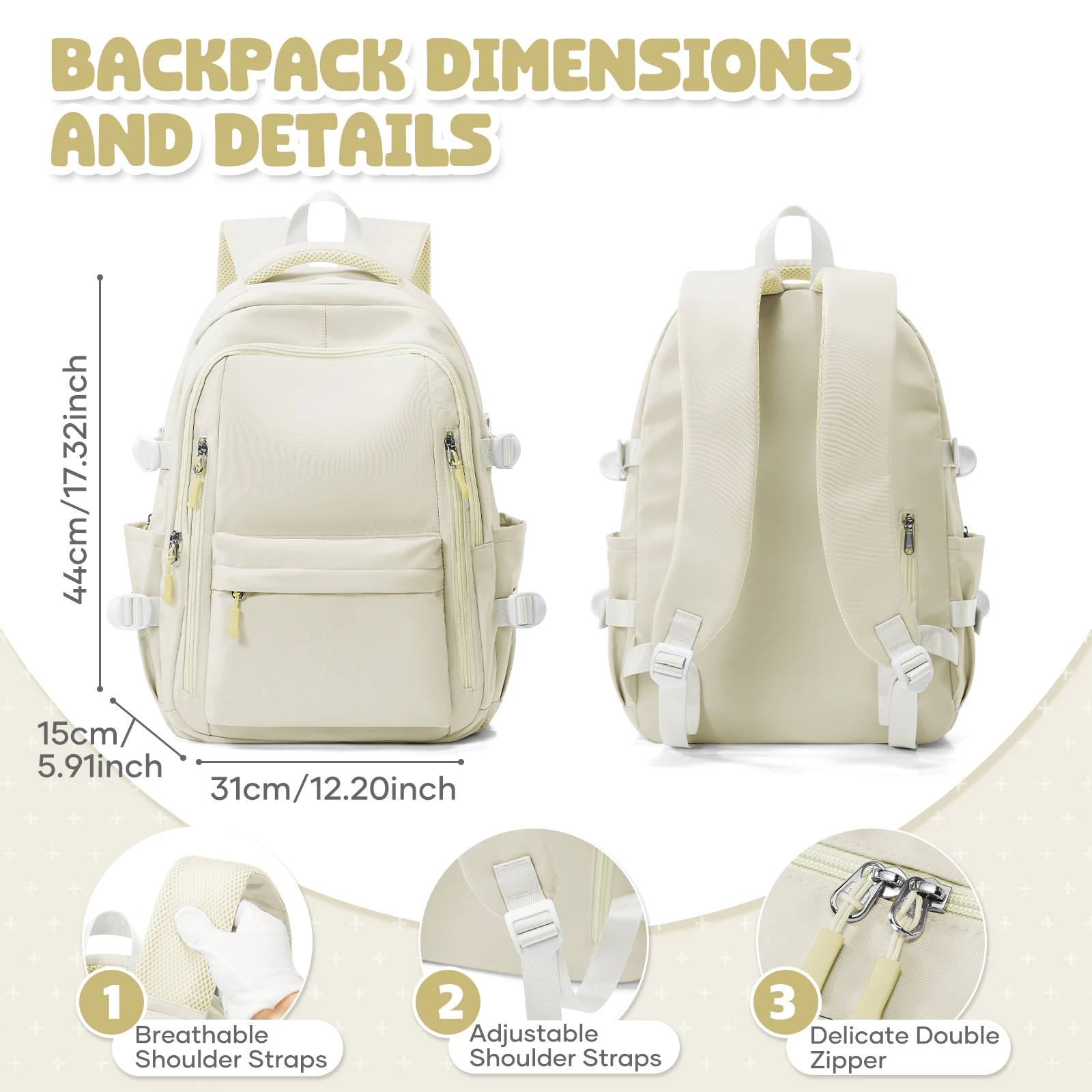 School Backpack for Girl Boy High Capacity Waterproof Teens College Daypack Knapsack Men Women Travel Backpack Laptop Kawaii Bag - 4