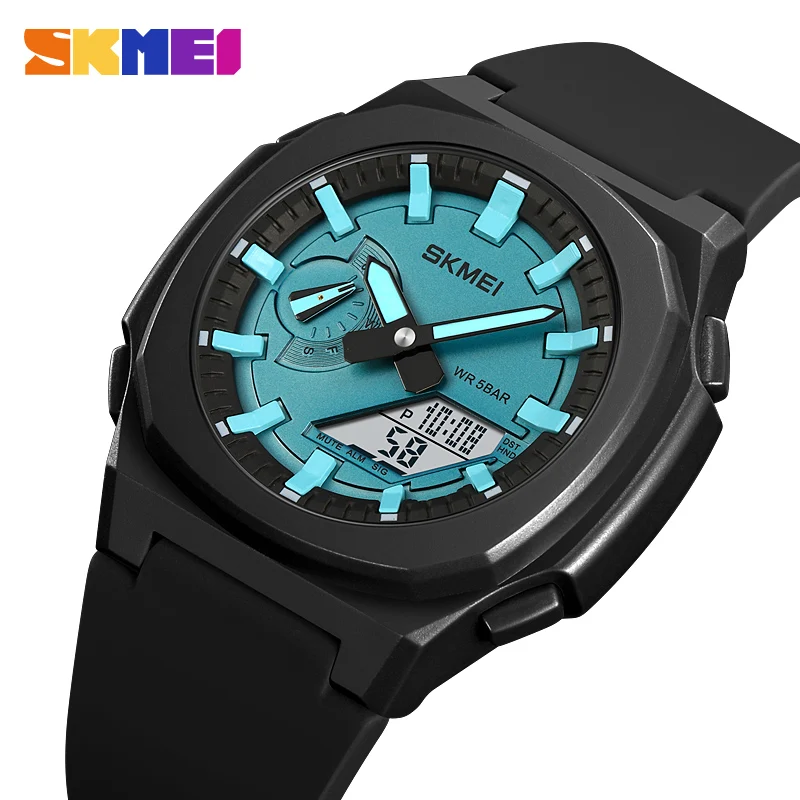 

SKMEI New LED Light Countdown Digital Watches Mens Chrono Wriswatch Waterproof 5 Alarms Date DST Wrorld Time Clock reloj hombre