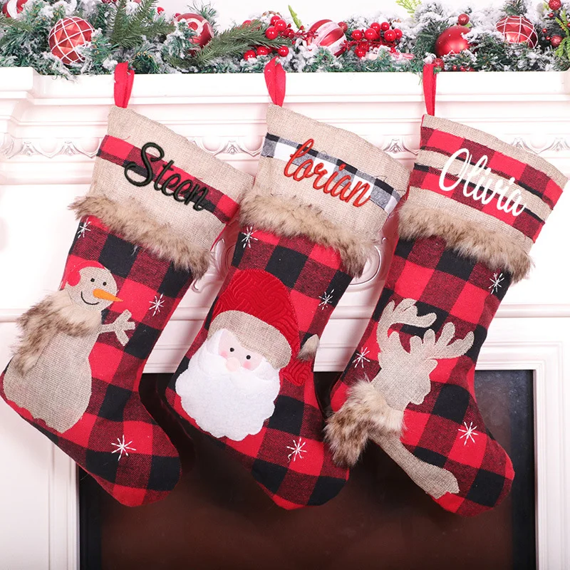 

New Personalized Checkered Christmas Socks Decoration Christmas Socks Christmas Pendant Decoration Christmas Socks Gift Bag