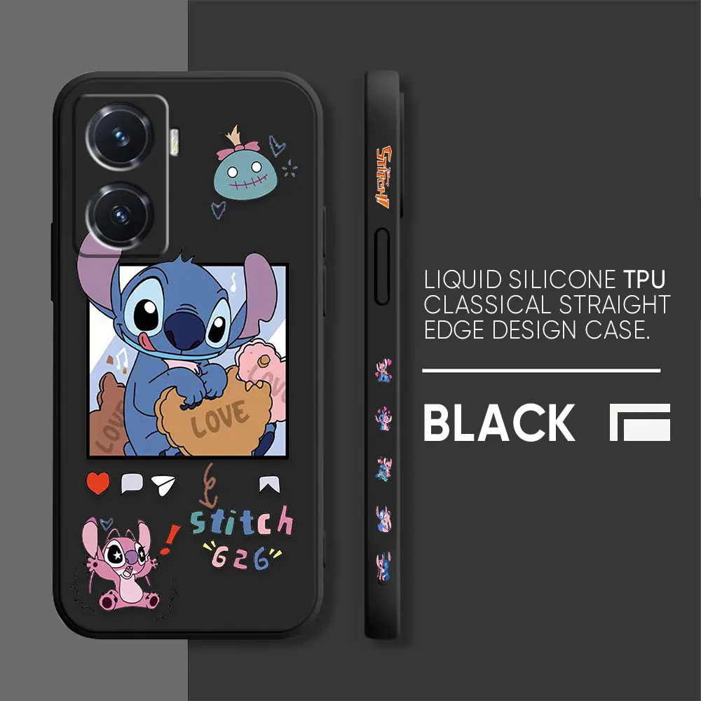 thumbnail image 1 of Case For VIVO Y55 Y52S Y53S Y66 Y55S Y73S 5G Y85 Y93 Y76 Y91 Colour Simple Liquid Silicone Capa Case Cartoon Lilo & Stitch Angel, 1 of 5