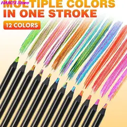 1PC Concentric Rainbow Pencil Painting Crayones Kawaii Colour Pencil Set For Kids Drawing Crayons School 8/12Colors Pencils