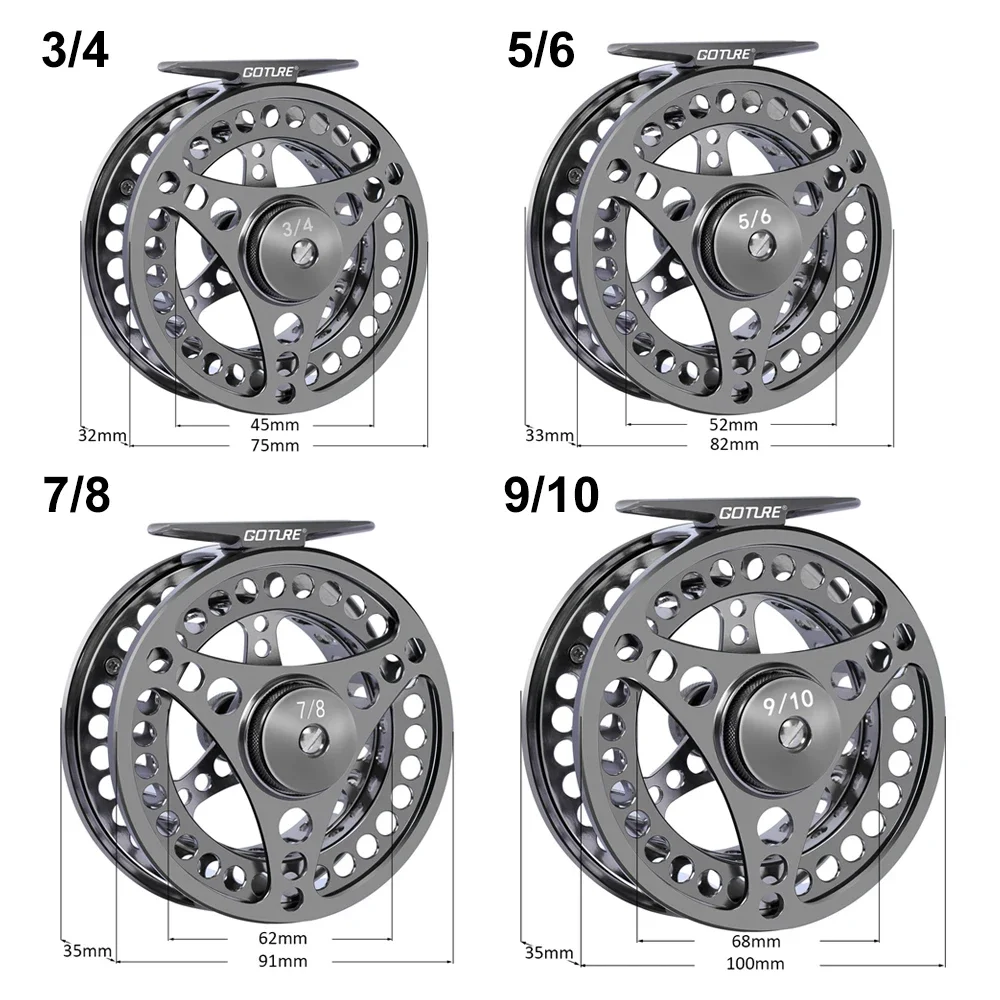 Goture Fly Fishing Reels CNC-machined 3/4 5/6 7/8 9/10 Large Arbor Fly Reel 2+1BB 1:1 WT For Trout Pike Carp Fishing Accessories 4