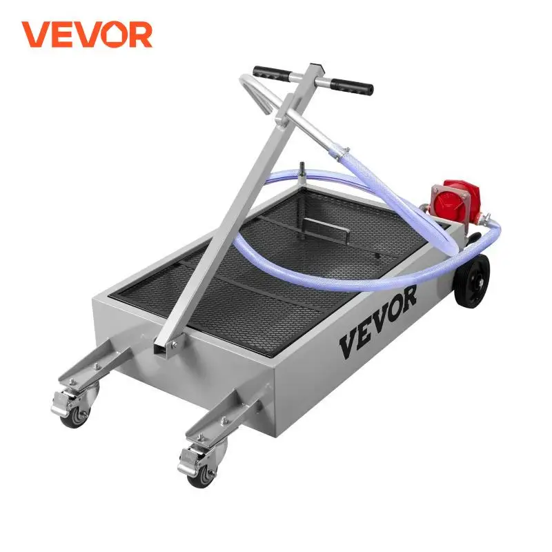 VEVOR 15 Gallon Oil Drain Pan Low Profile Oil Drain Tank Foldable Hand with Pump Swivel Casters for Car SUV Trucks Draining