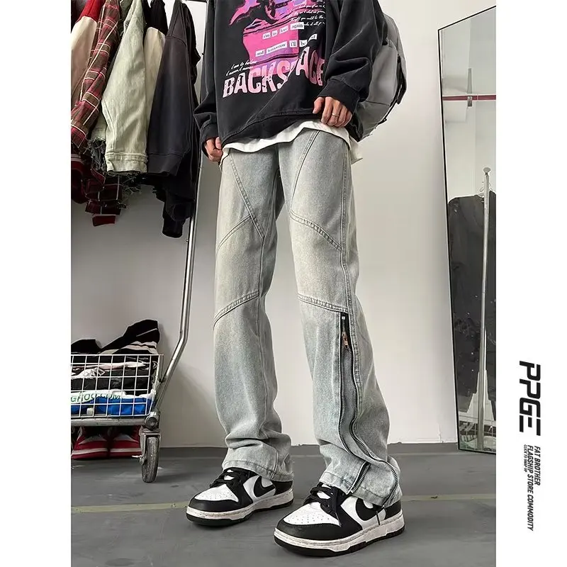 Mens Pants Men Streetwear Ripped Jeans Baggy Jean Denim Shorts Men's Trousers Wide Leg Jeans Man Y2k Clothing Flared Male Cargo