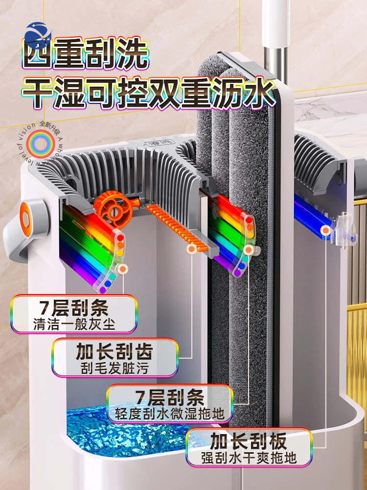 YyhcMop 가정용 원 드래그 네트 프리 핸드 워시 2024 새로운 게으른 태블릿 새로운 걸레 바닥 청소 유물