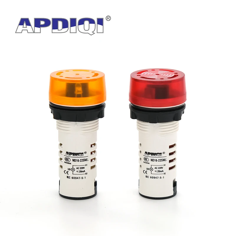 10Pcs AD16-22SM 12V 24V 110V 220V 380V 22mm 플래시 신호등 빨간색 LED 활성 버저 경고음 위험 경보 표시기 긴 소리