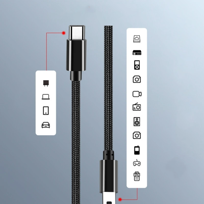 Versatile Type-C to Mini USB Charging and Data Cable