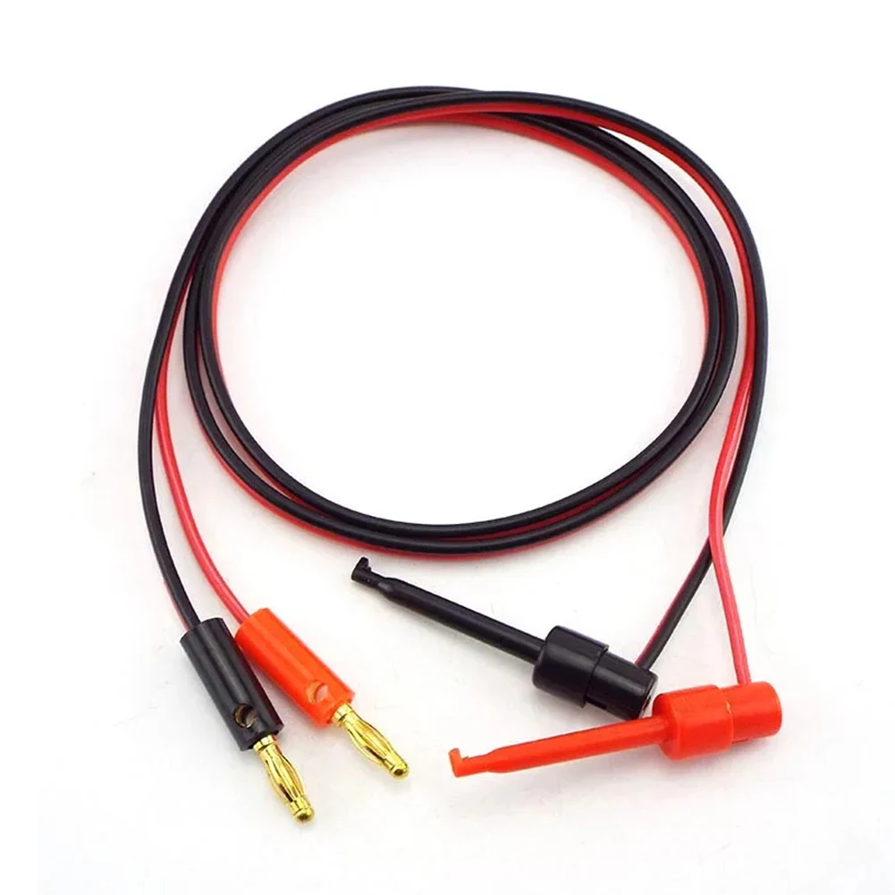 

1pc 1M 3A 4mm Gold Plated Banana Plug Connector To Hook Clamp Adapter For Multimeter Test Leads Red And Black Pure Copper Wire