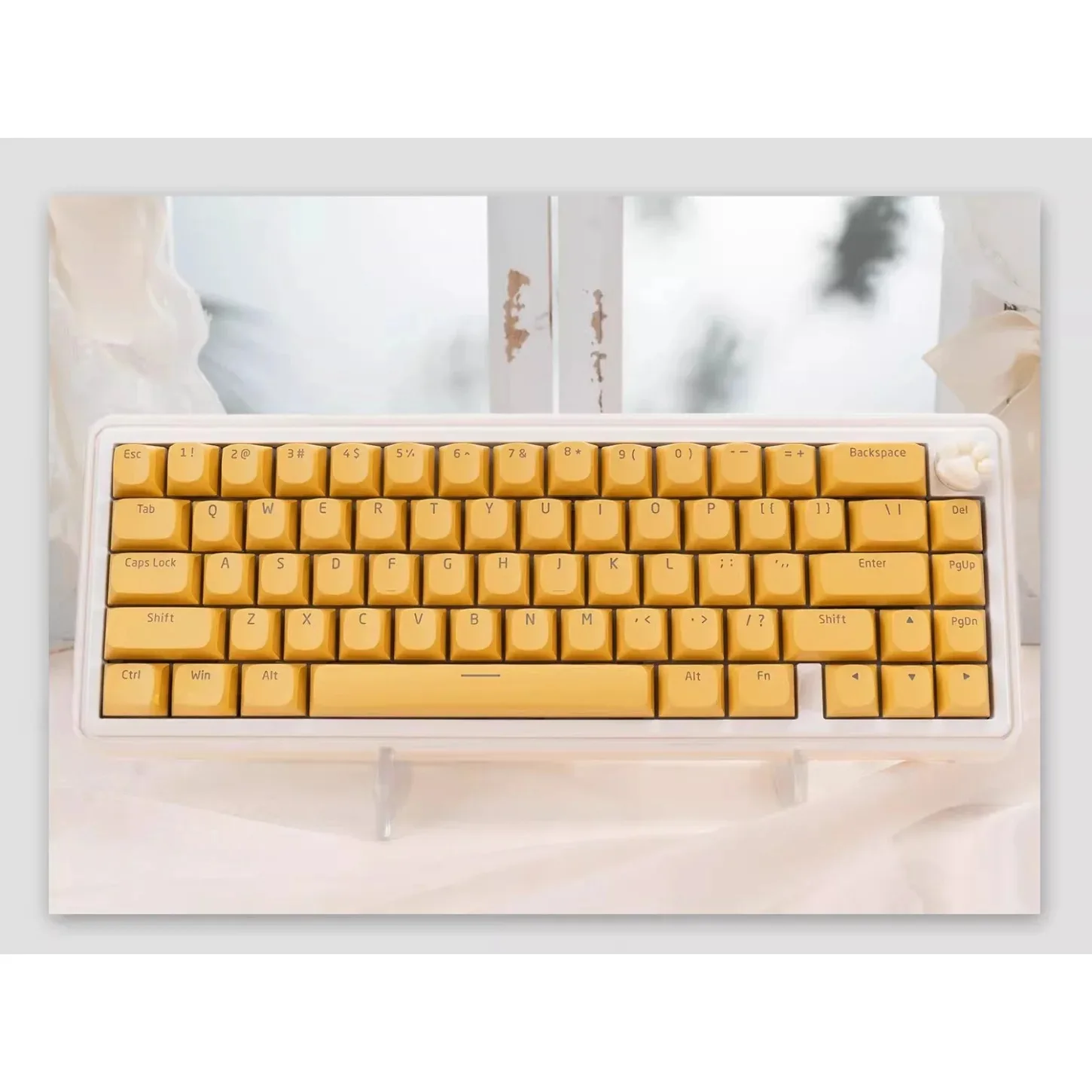리틀 푸딩 옐로우 캐릭터 반투명 OEM 키 커버 키트 PBT+PC 117키 68 75 87 104 기계식 키보드용