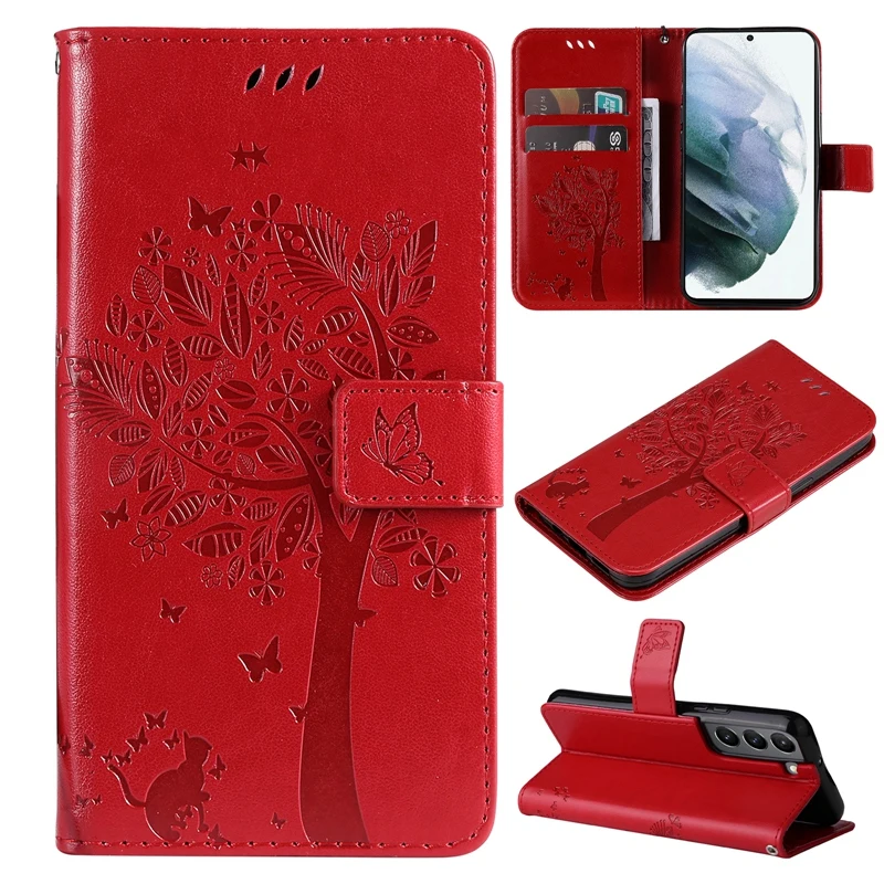 Geprägte Katzen-Geldbörsenhülle für Samsung Galaxy S22 S21 S20 S21FE S20FE S10 S9 S8 S7 Edge Note 20 10 9 8 PU-Leder Flip Cov_voghion.com