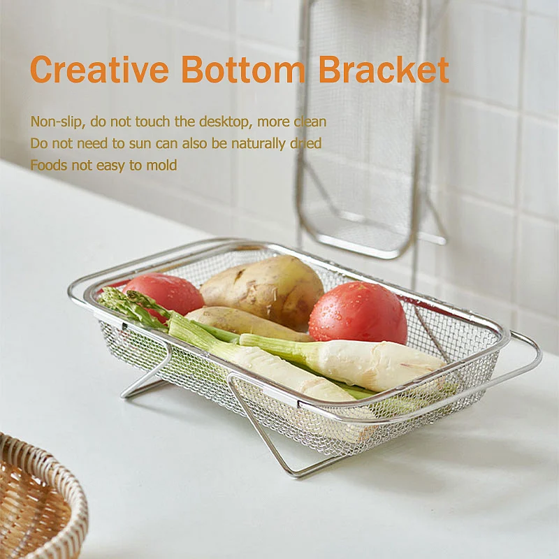 Drain Basket Stainless Steel Vegetable Basket Retractable Kitchen For Washing Vegetables Fruits Dishes Draining Pasta collapsible colander