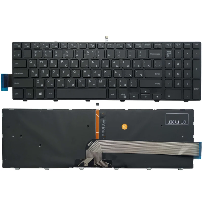 

New Russian Keyboard For Dell Inspiron 15 5000 5551 5552 5555 5566 5557 5547 5548 P51F P39F 17 5748 5749 5755 5758 5759 RU Black