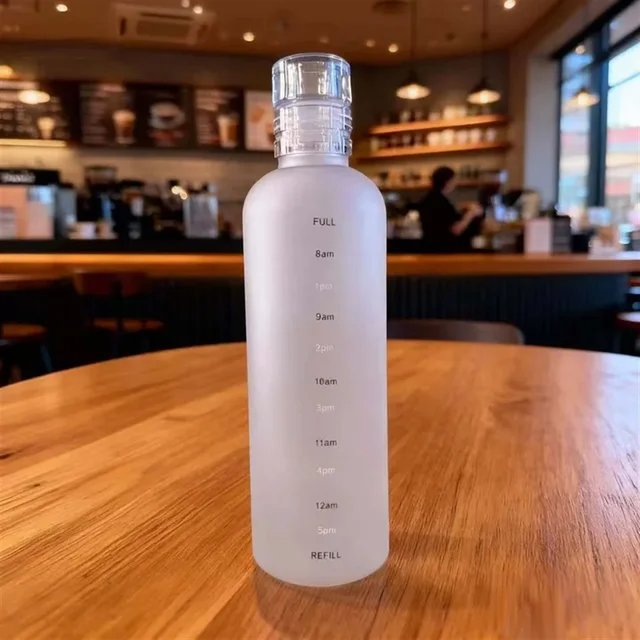 Plastic Water Bottle Time Marker Creative Large Capacity Leakproof Milk Cup Drinkware Kid School Gym Sport