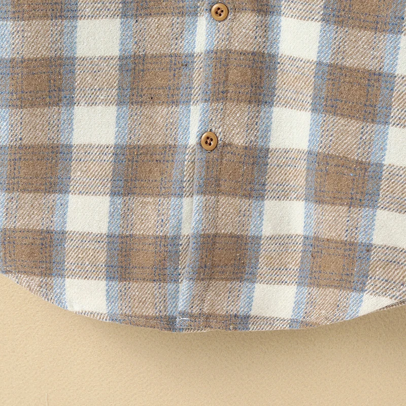 Toddler Girl Plaid Lapel Collar Button Design Shirt Coat Jacket for Girls Boy Baby Kids Spring Autumn Children's Warm Outerwear