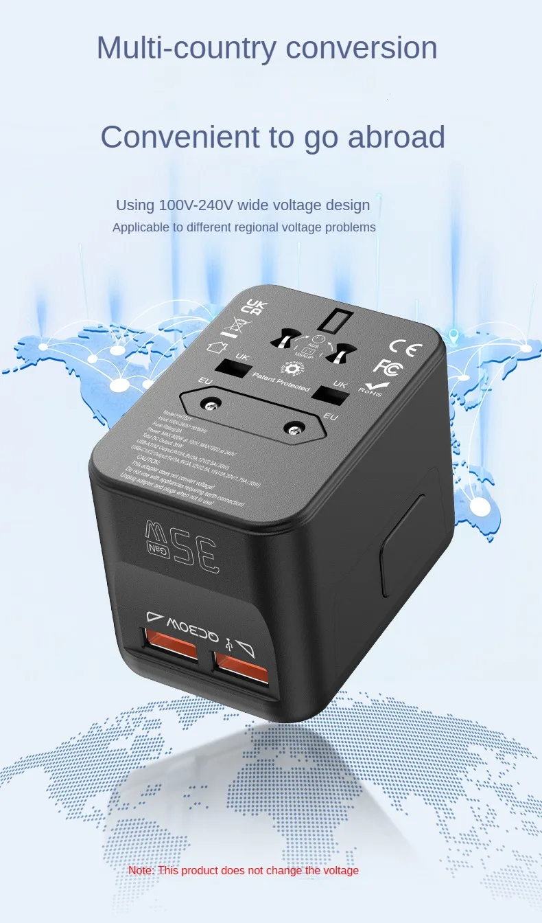 GAN Universal Adapter Plug Multi-Functional Travel