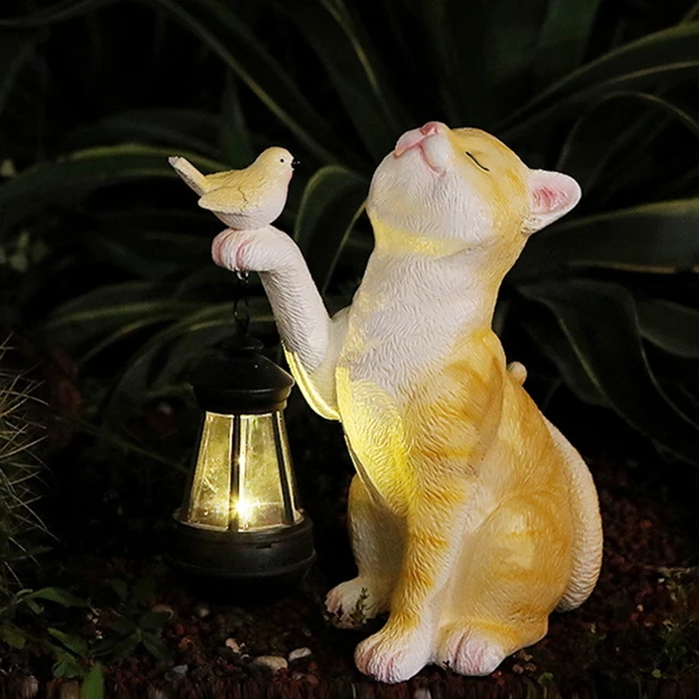 Lampada animale solare lampada solare per gatti piccola resina Mini statua  gatto lanterna esterna ornamento da giardino luce per percorso balcone  cortile - AliExpress