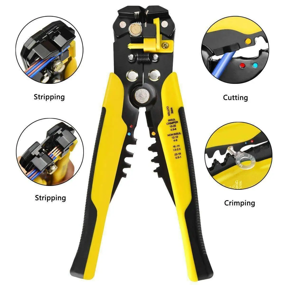 Wire Stripper Tools Multitool Plier Crimper Cable Cutter Multifunctional Stripping Tool Crimping Pliers Yellow