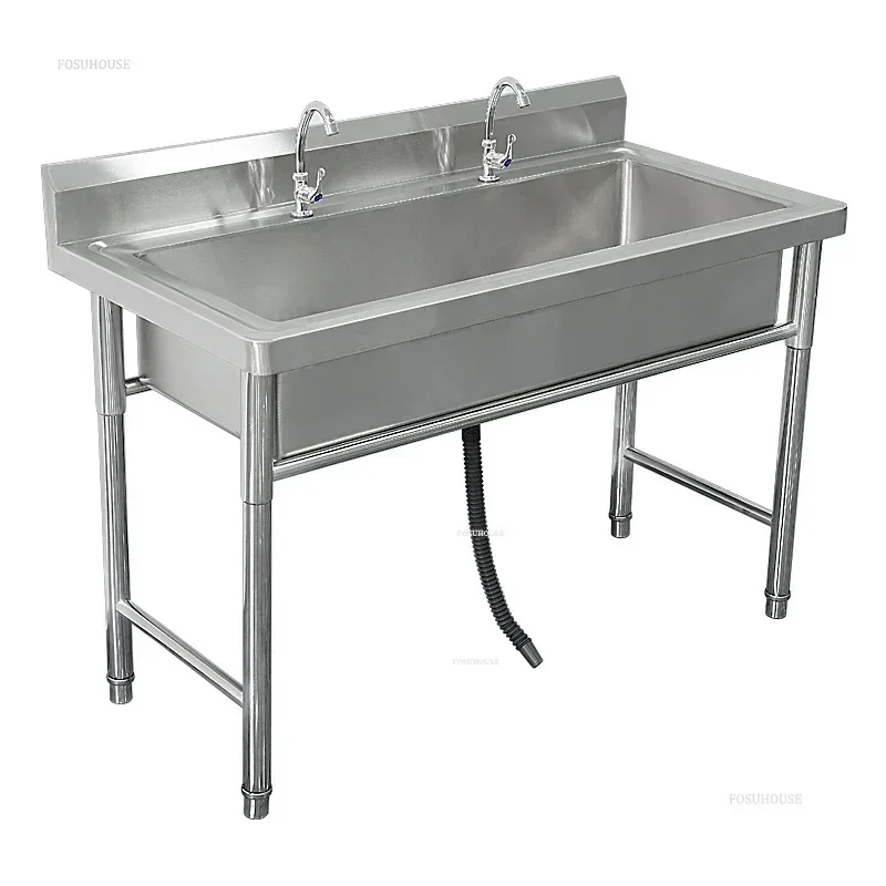 Commercial Stainless Steel Kitchen Sinks with Bracket Single Washing Sinks Integrated for Restaurant School Wash Basin GL