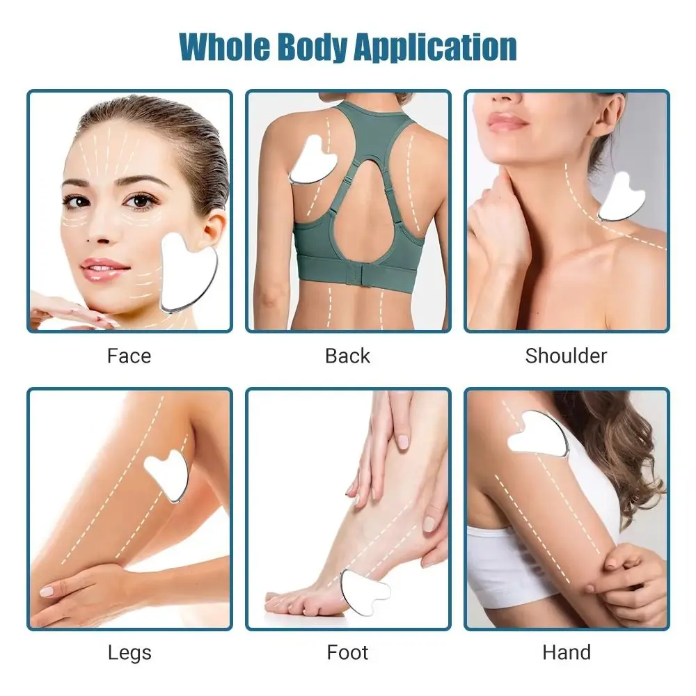 Durable Stainless Steel Gua Sha Scraper Heart Shape Universal Guasha Massage Tool Face Massager for Facial Beauty Eye Massage