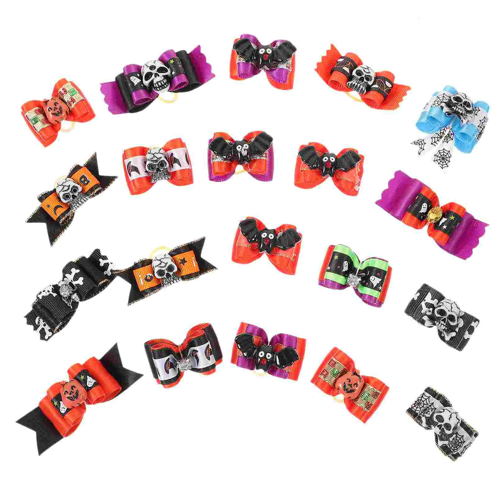 

20pcs Halloween Small Dog Hair Bows Tiny Dog Bows with Rubber Bands Pets Costume Supplies
