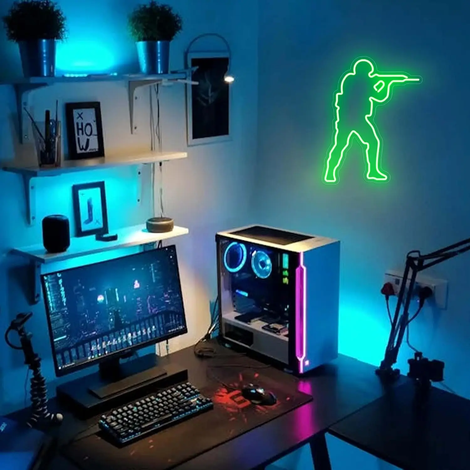 LED Neon Sign Csgo Gun Game Sign Dimmable LED Neon Light Sign For Gamer Room Decor