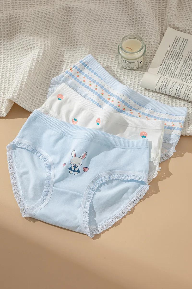 Cotton Strawberry Cute Rabbit Women's Panties Image 19