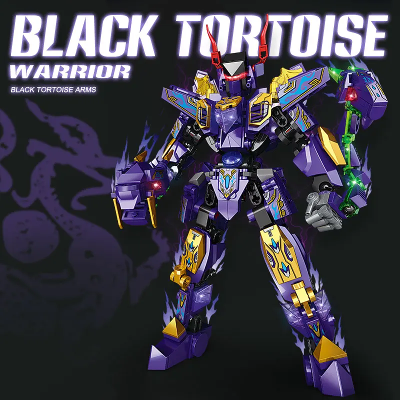 2in1 Transformable Robot Building Blocks Mythical Black Tortoise Mecha Warrior C
