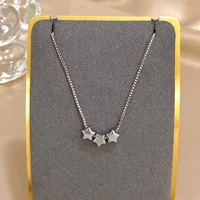 Collier de perles étoiles Triple couleur pour femmes et filles, mignon, à la mode, plaqué or, en acier inoxydable, bijoux imperméables 3