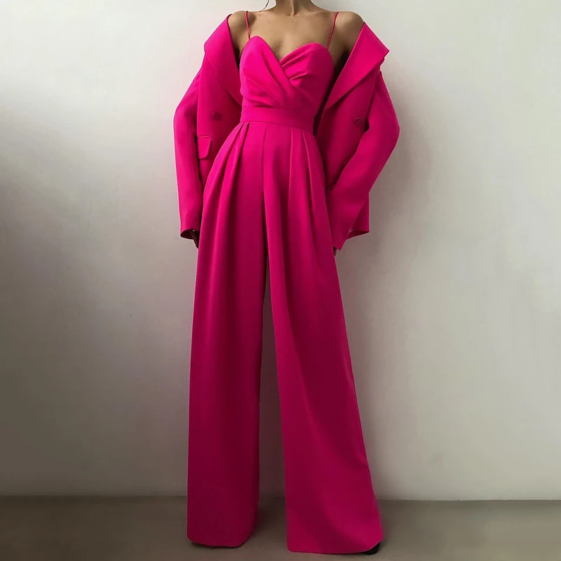sexy Breast wrap sling women jumpsuit fashion elegant Suspender sleeveless solid party rompers High Waist Wide Leg Jumpsuits