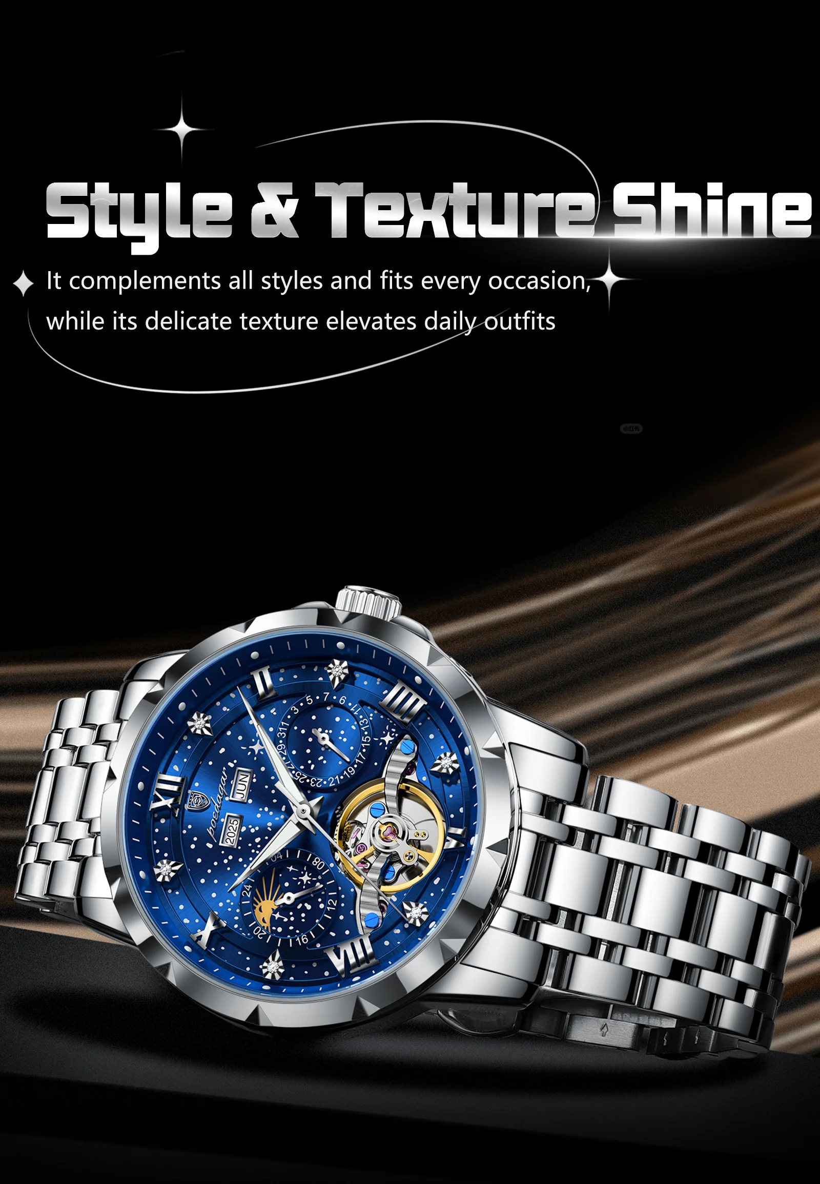 POEDAGAR Orologio da Uomo - Stile elegante