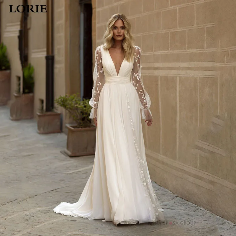Women's Lorie Long Sleeve Ruffle Gown