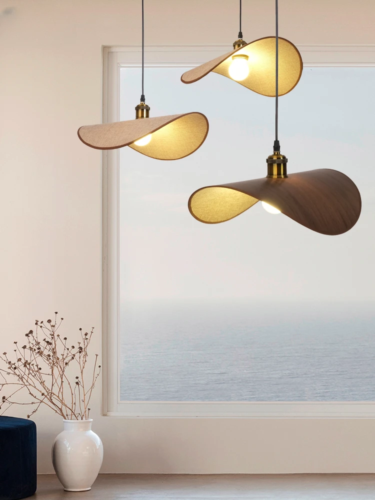 

Простая ретро люстра в виде соломенной шляпы, Новая китайская тканевая лампа ручной работы для ресторана, бара