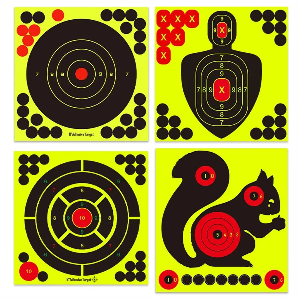 5Pcs Reactivity 5Pcs Aim Training 8x8 inch Self Adhesive Self Stick Target Papers Shooting Target Targets Stickers Target Paster 8 inch round target pasters shooting stickers self adhesive stickers shooting hunting target dots sticker gun rifles 50pcs set