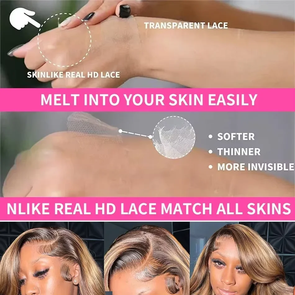 Ombre Lace Front Wigs Human Hair Wigs 1B/30 Highlight 13x6 HD Lace Front Wig Body Wave 13x4 HD Transparent Lace Frontal Wigs