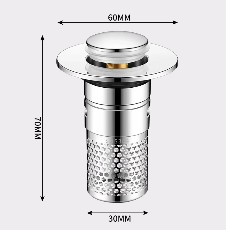 Description Picture 2 of itemWashbasin Drain Filter Pop-Up Bounce Core Stopper Hair Catcher Shower Sink Strainer Kitchen Bathroom Accessory